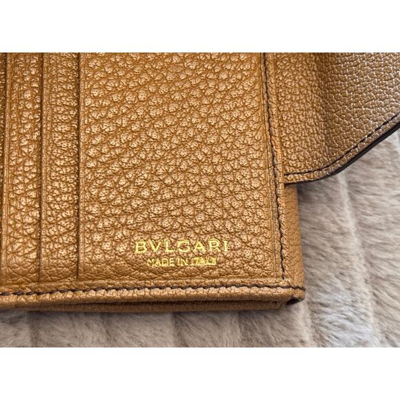 BVLGARI Leather Bi-Fold Wallet, Brown/Camel, Women Men Unisex - Picture 7 of 12